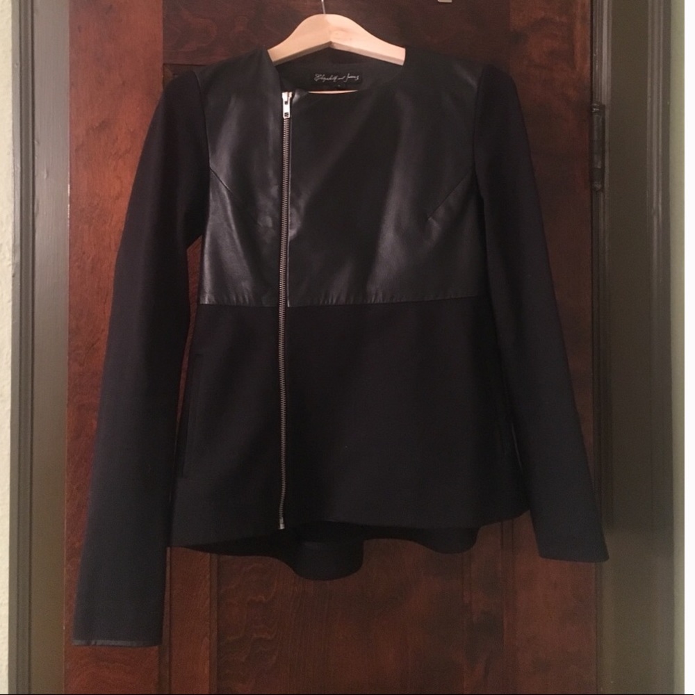 Elizabeth and James black leather peplum jacket